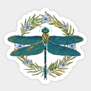 Dragonfly and Flowers Sticker